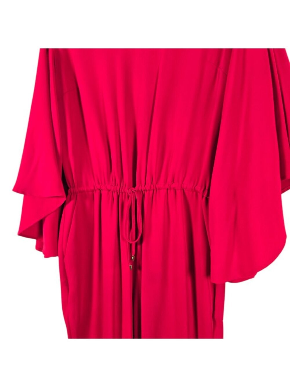 Ralph Lauren LRL Womens Red Drawstring V-Neck Wide Flare Sleeves Jumpsuit Size 8 - Picture 4 of 12